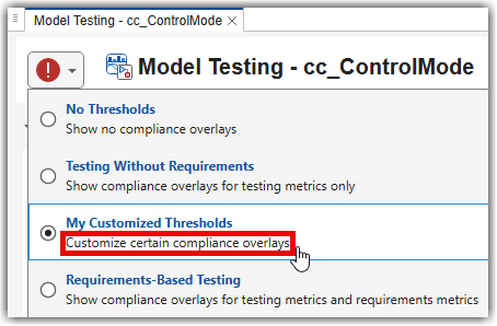 Example of custom threshold set description in threshold settings for a dashboard