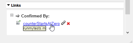 The Links pane is expanded with one link under the Confirmed By section