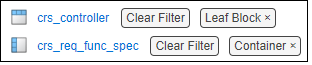 Artifact list for a matrix with two artifacts with filters applied