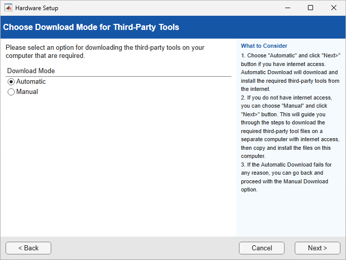 Select download mode for third-party tools