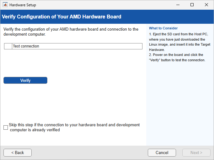 Verify Configuration of Hardware Board