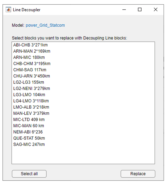 Specify Decoupling Lines app