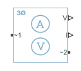 Current and Voltage Sensor (Three-Phase) block