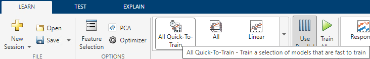 All Quick-To-Train option in the Models gallery on the Learn tab
