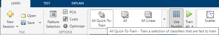 All Quick-To-Train option in the Models gallery on the Learn tab