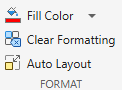 Format section of the Sequence Diagram toolstrip tab showing Fill Color, Clear Formatting, and Auto Layout buttons