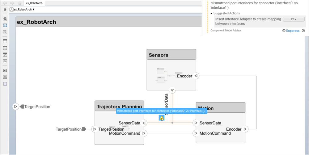 Edit-time check for mismatched interfaces.