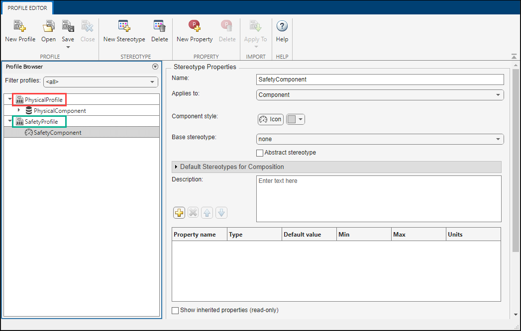 Profile Editor tool with two different profiles.