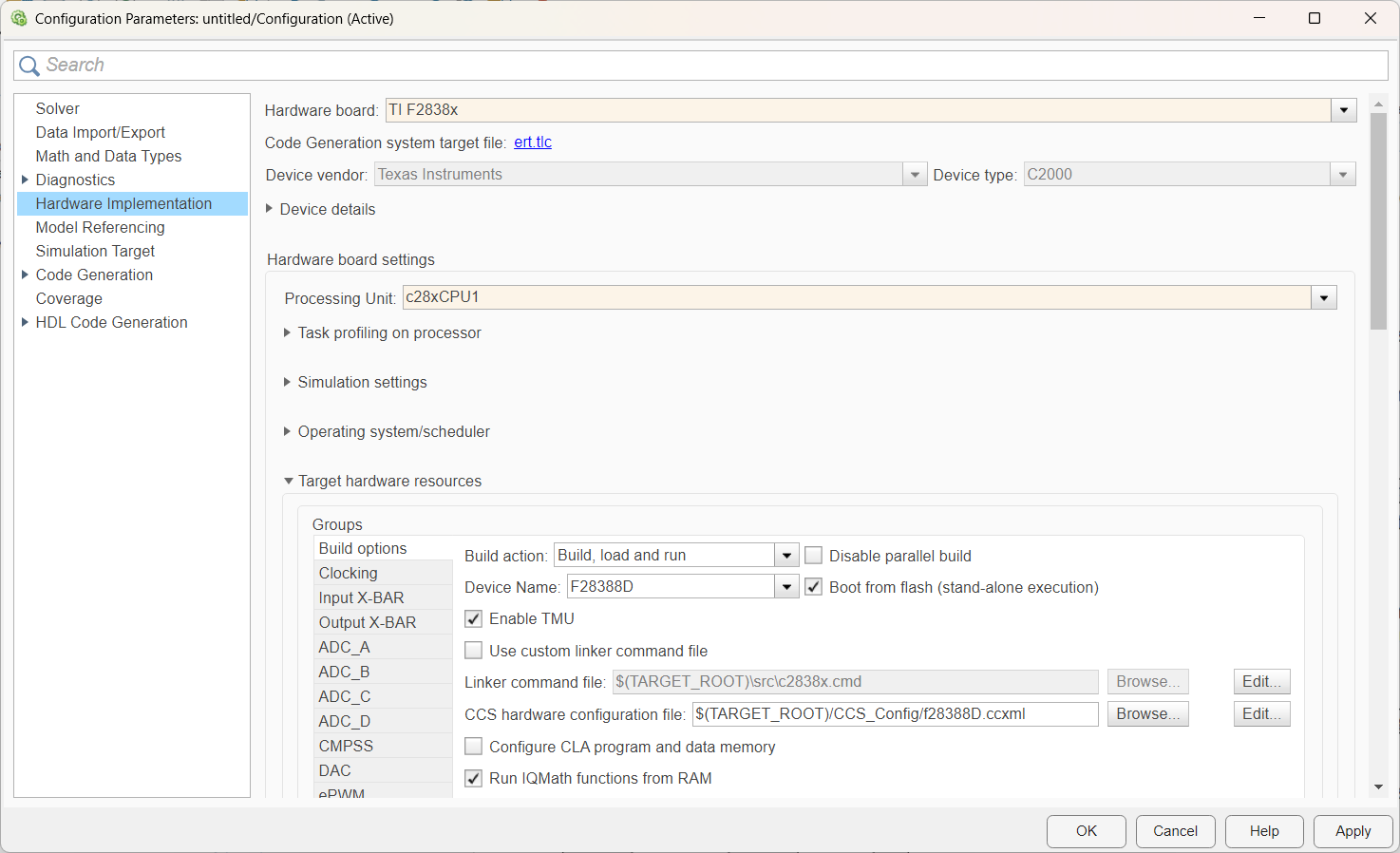 C28x model configuration
