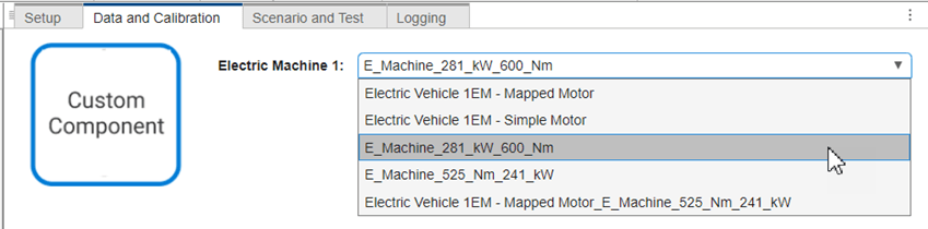 Component in drop-down with new name