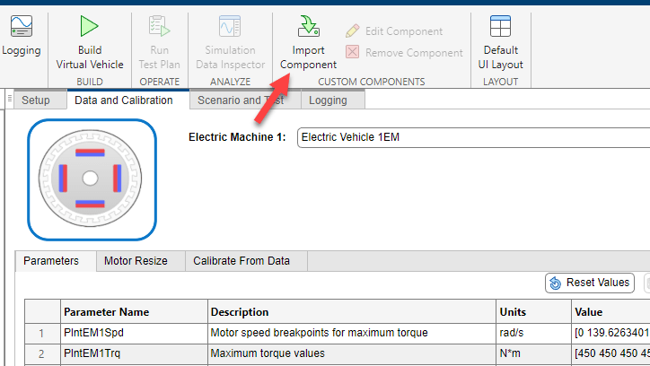 Import Component icon on Composer tab