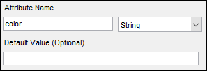 Sample String attribute with "Attribute Name" set to color and the default value empty