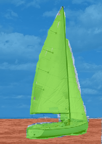 Green pixel fill in boat. Blue pixel fill in sky. Brown pixel fill in ocean.