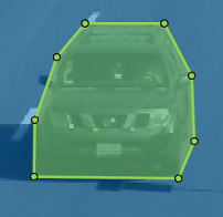 Vehicle with polygon label in green