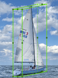 Cuboid ROI label around the image of boat.